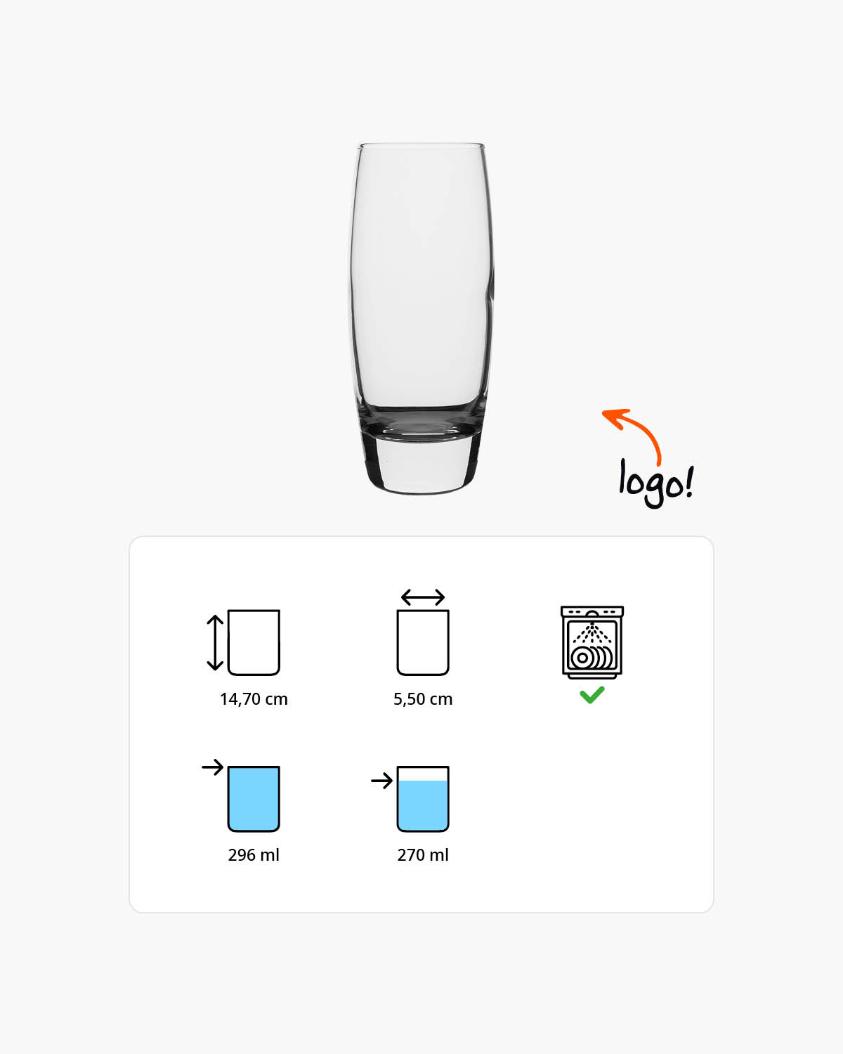 Elvessa longdrinkglas 296 ml Bedrukt of Lasergravure  of Gravurelook  sfeerfoto 1