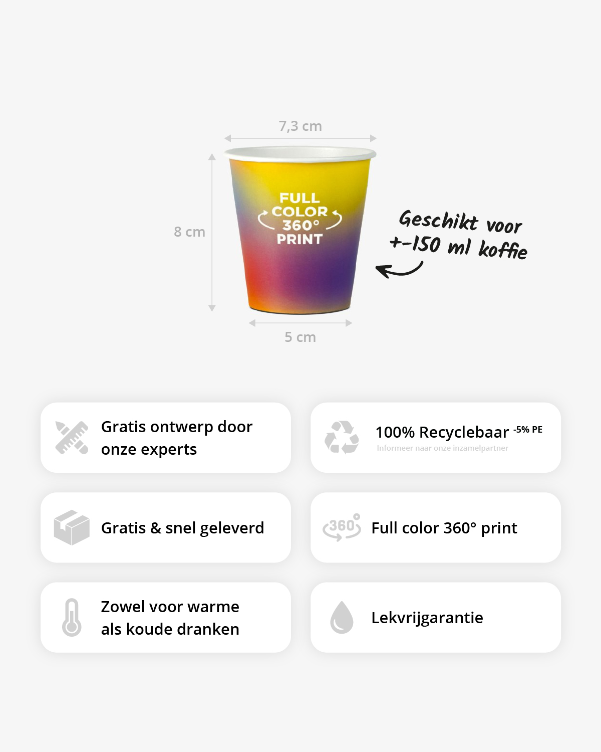 Koffiebekers 6 oz (150 ml) Bedrukt (full color) sfeerfoto 2