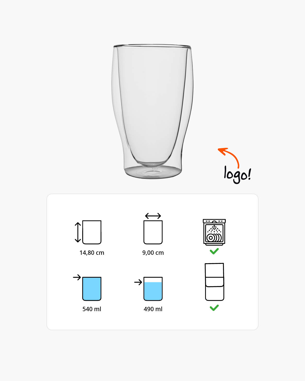 Leo dubbelwandig glas 540 ml Gravure (zandstralen)  of Bedrukt (1 kleur)  sfeerfoto 2