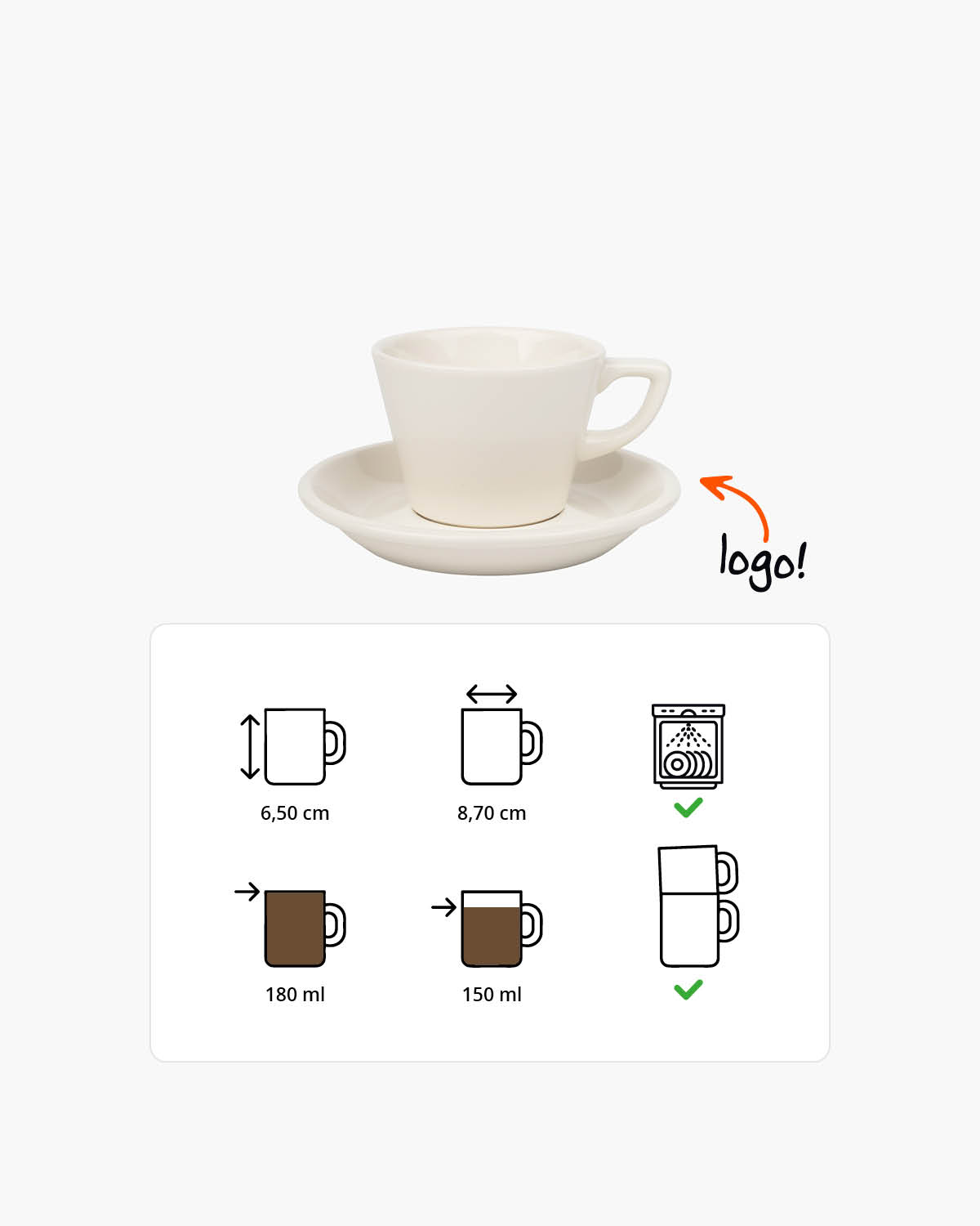 Levano kop en schotel 180 ml Bedrukt sfeerfoto 1