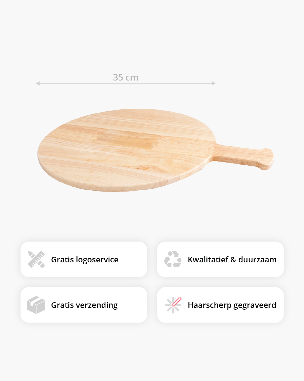 Luxor houten pizza serveerplank 35 cm Lasergravure  sfeerfoto 1