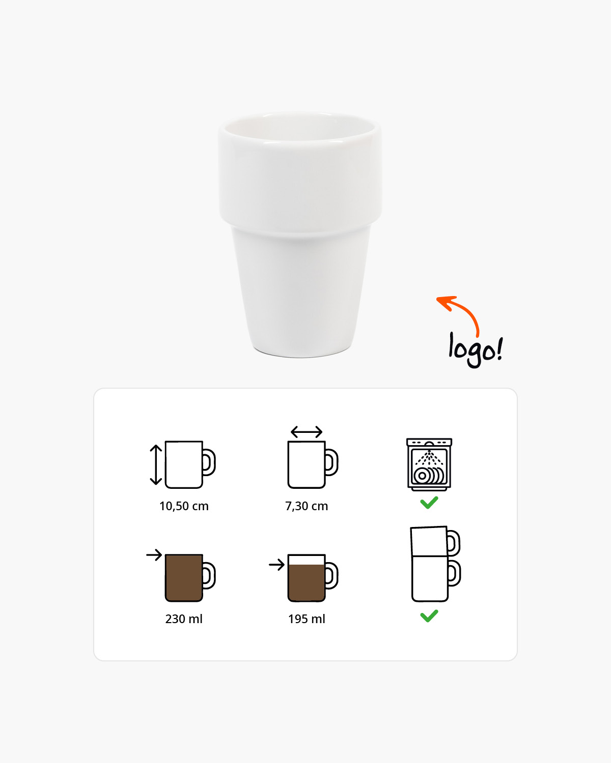 Mila kopje zonder oor 200 ml Bedrukt sfeerfoto 1
