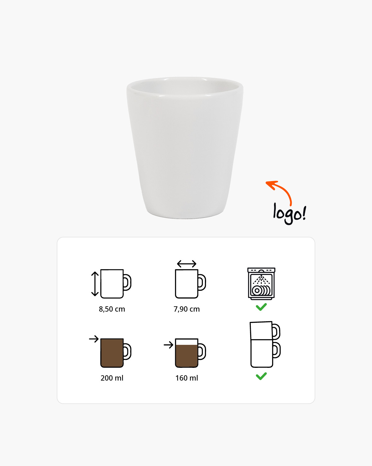Nice kopje zonder oor 200 ml Bedrukt sfeerfoto 2