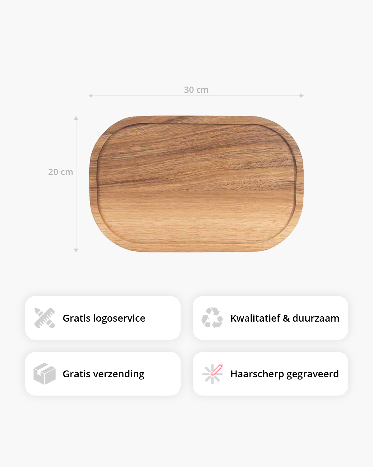 Nova houten serveerplank 30 x 20 cm Lasergravure  sfeerfoto 2