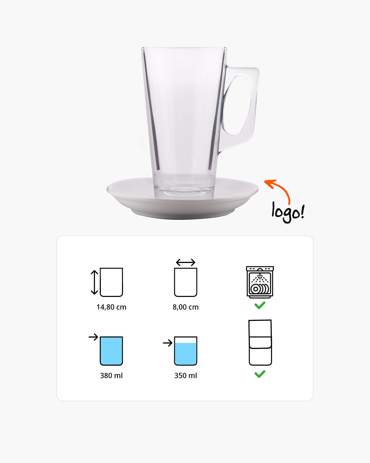 Roosendaal theeglas met schotel 380 ml Lasergravure  of Bedrukt (1 kleur)  sfeerfoto 1