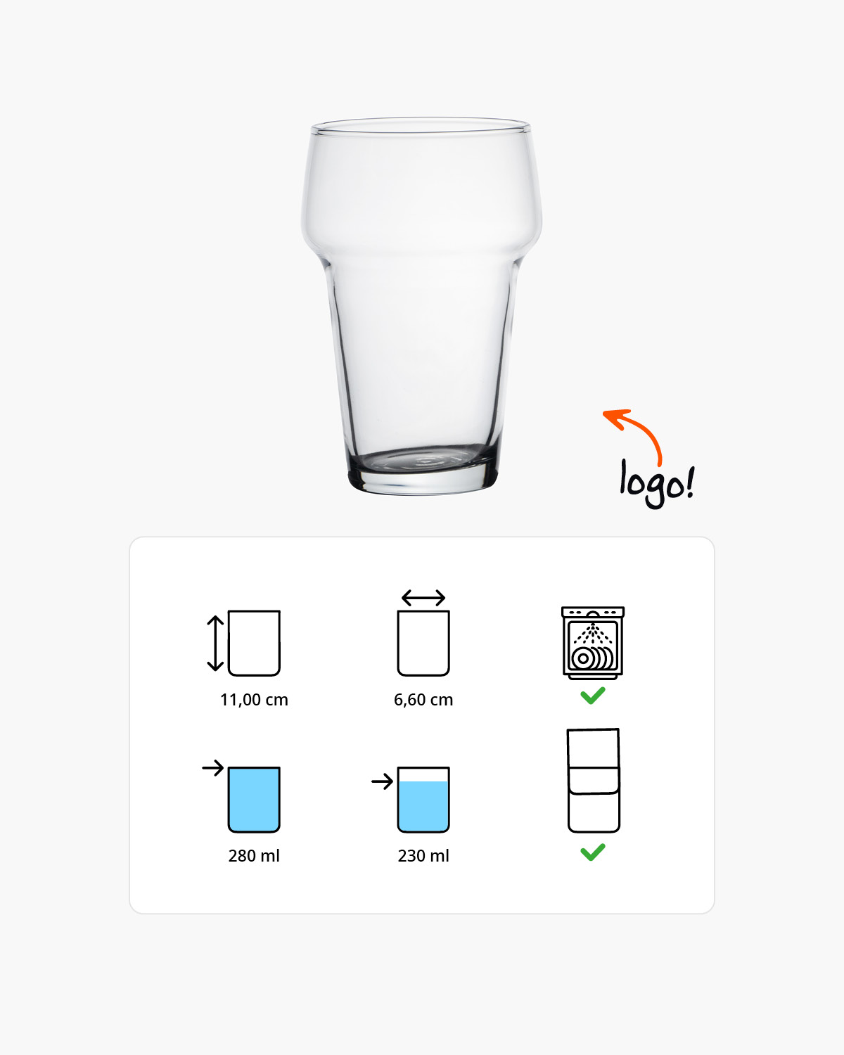 Stack it! bierglas 280 ml Bedrukt of Lasergravure  of Gravurelook  sfeerfoto 1