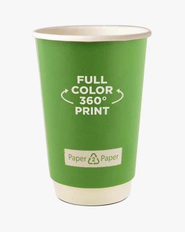 Koffiebekers dubbelwandig Paper2Paper 16 oz (450 ml) Bedrukt (full color)
